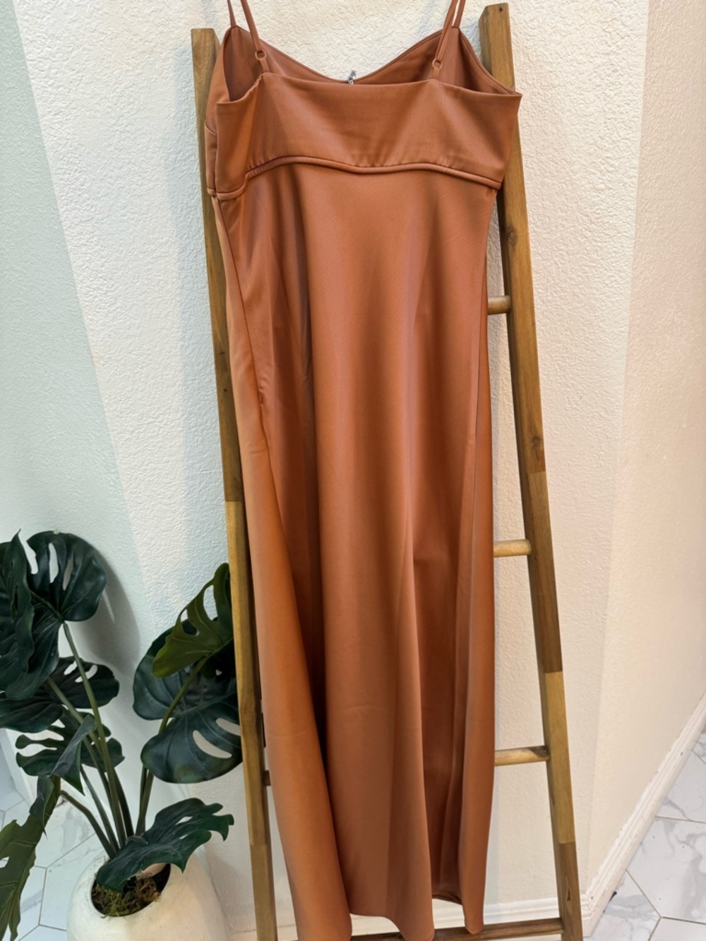 Wayf Rust-Brown Slip Midi Dress - Picture 7 of 8